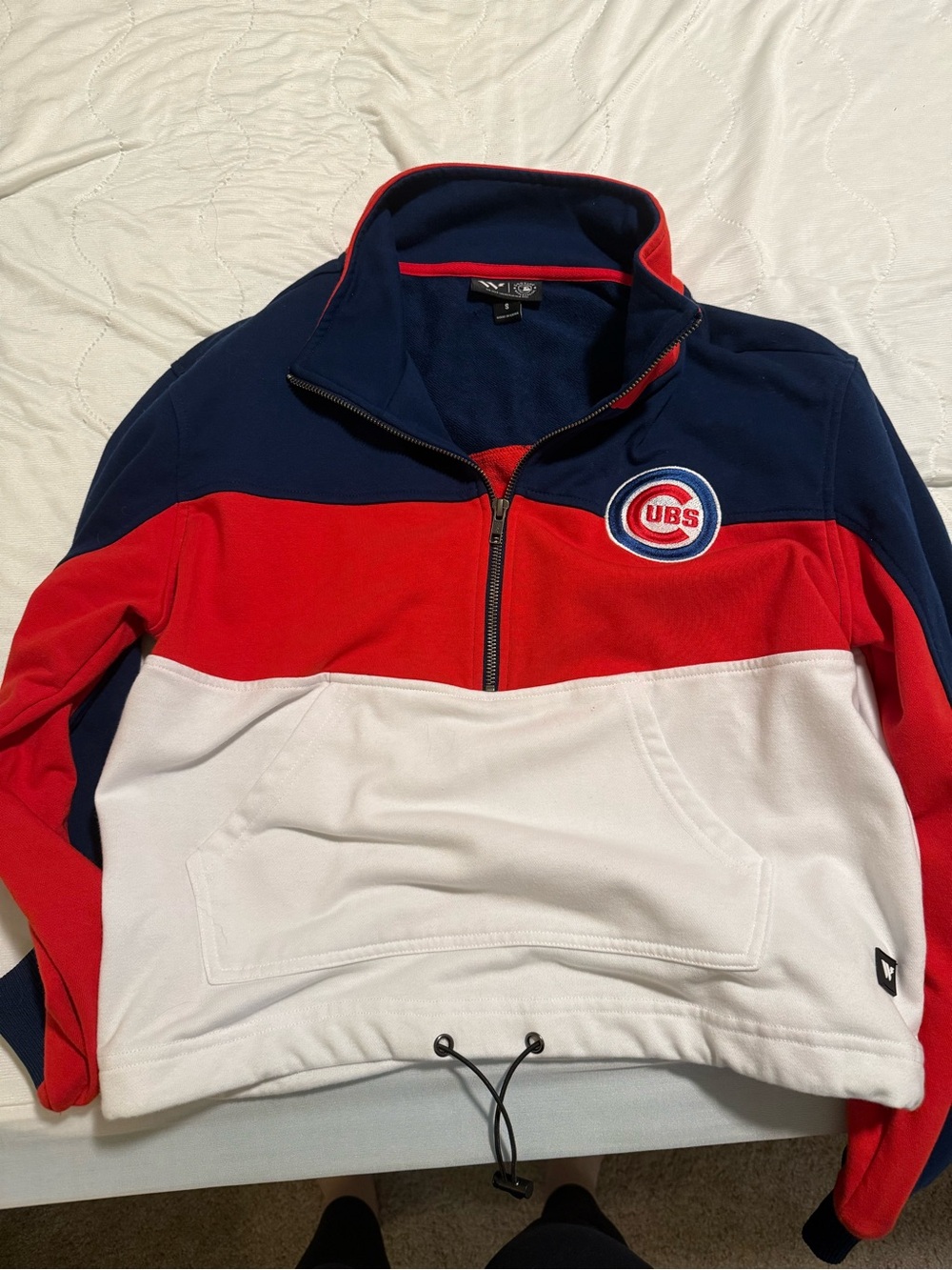 Chicago Cubs Men's Colorblock Quarter-Zip Pullover - Navy/Red/White